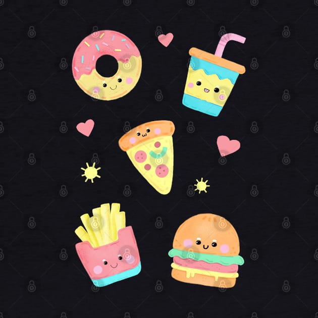 Cute Kawaii Fast Food - Adorable Sweet Food - Kawaii Art by Alice_creates